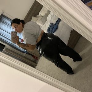 Plus size faux leather pants